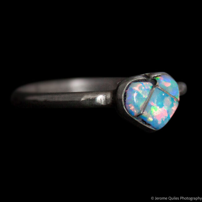 Bague Petit Cœur Opale Tryptique – Image 2