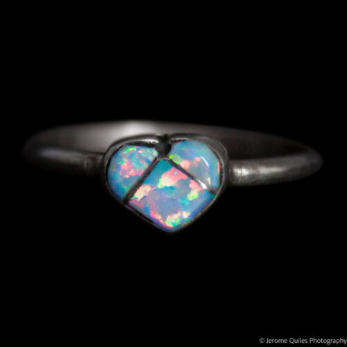 Small Opal Tryptic Heart Ring