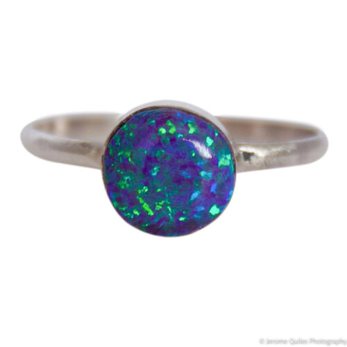 Small Purple Green Opal Dot Ring