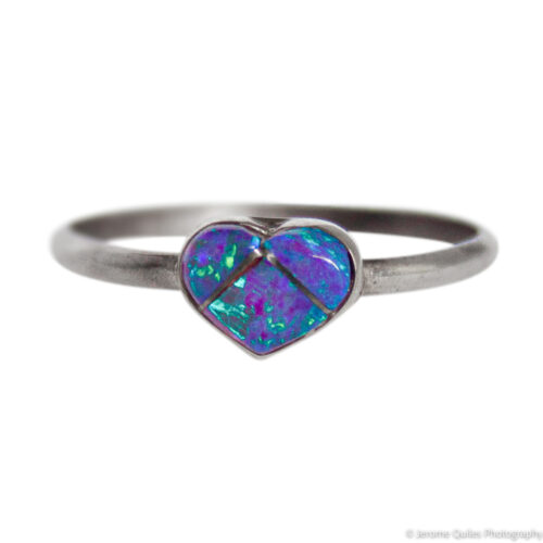 Small Purple Opal Heart Ring