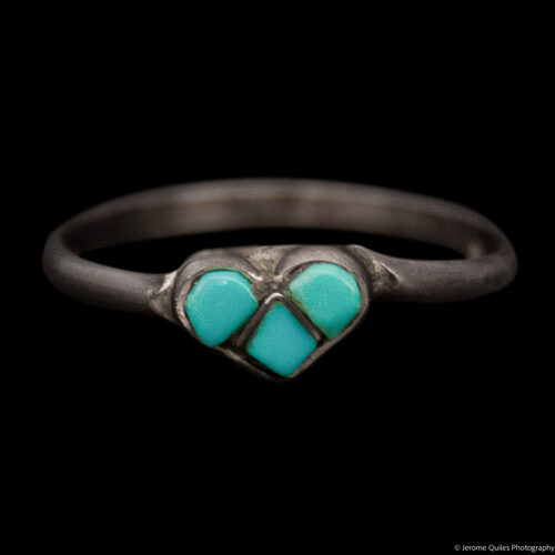 Bague Petit Cœur Turquoise Tryptique