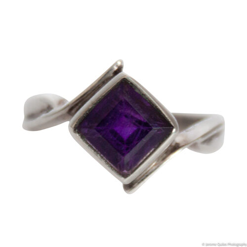 Square Amethyst Ring Silver Setting