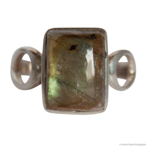 Square Spectrolite Silver Ring