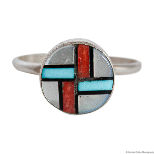 Swastika Inlay Zuni Ring