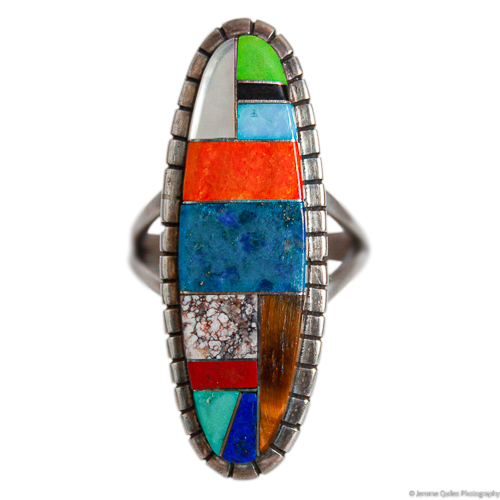 Thick Colourful Zuni Inlay Ring