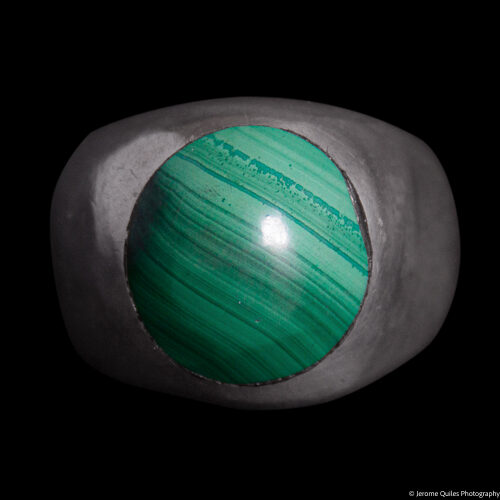 Thick Silver Malachite Signet Ring