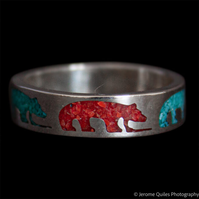 Turquoise Coral Bear Ring - Image 2