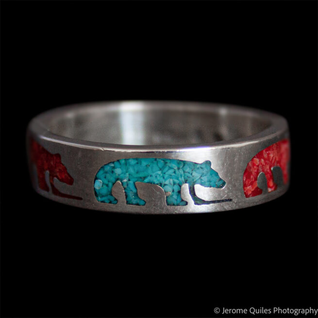 Turquoise Coral Bear Ring