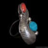 Bague Turquoise Corail Feuille Argent – Image 2