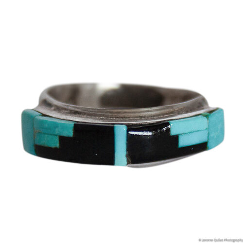 Bague Zuni Escalier Turquoise Jais