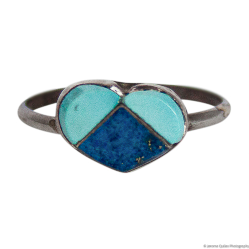 Turquoise Lapis Zuni Heart Ring