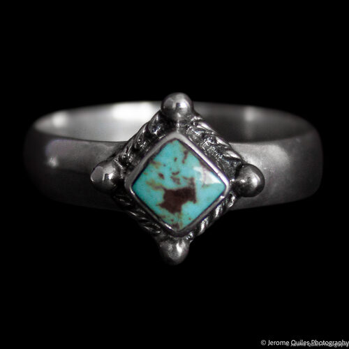 Turquoise Lozenge Ring Ornate Setting