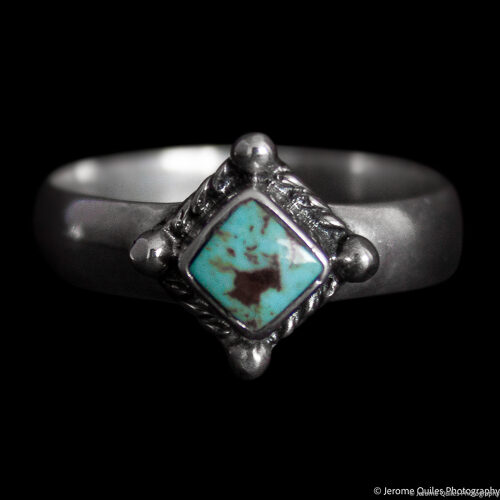 Bague Losange Turquoise Motif Orné