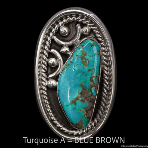 Turquoise Ring Silver Glyph Motif