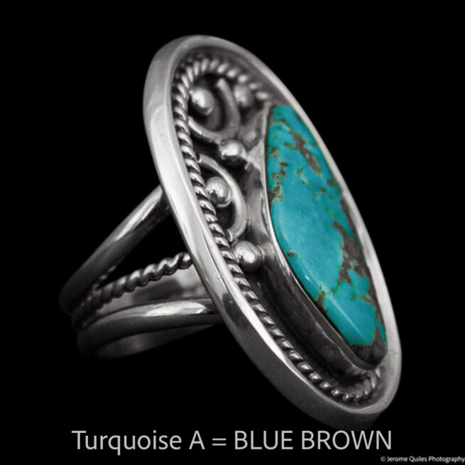Turquoise Ring Silver Glyph Motif - Image 2