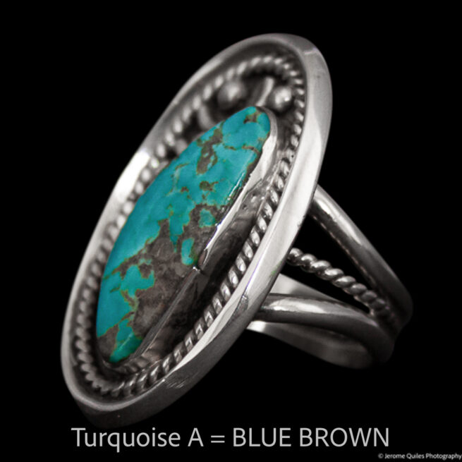 Turquoise Ring Silver Glyph Motif - Image 3