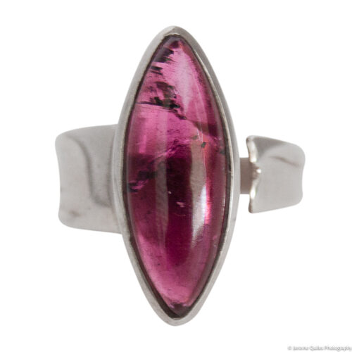 Vesica Piscis Rubellite Silver Ring