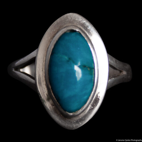 Vesica Piscis Silver Cavansite Ring