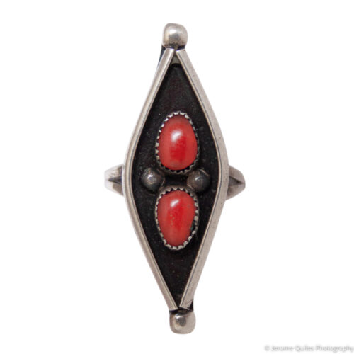 Vintage Navajo Pointed Coral Ring