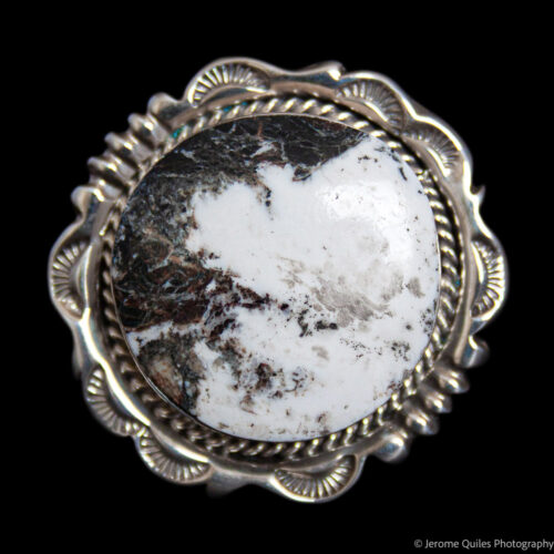 White Buffalo Turquoise Silver Ring