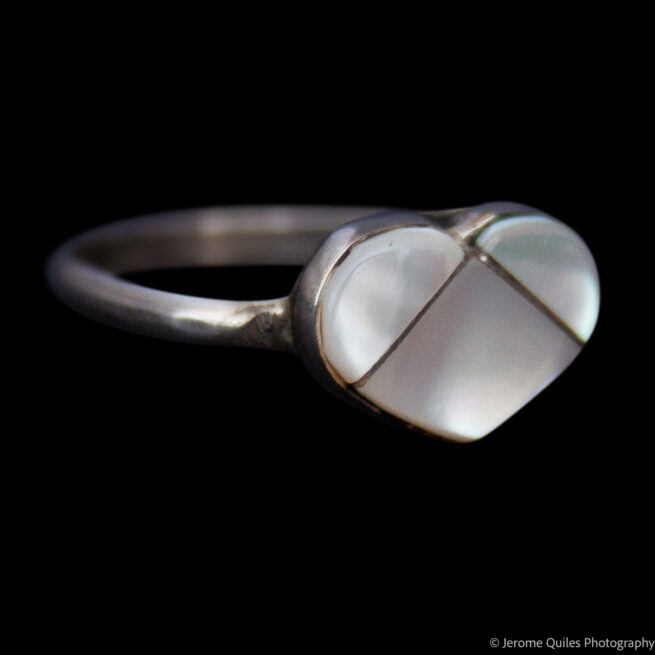 Bague Cœur Nacre Blanche – Image 2