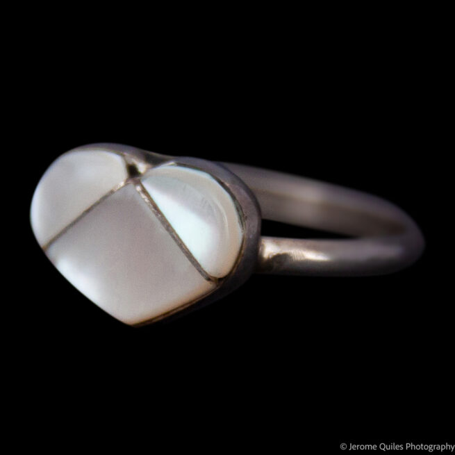 Bague Cœur Nacre Blanche – Image 3