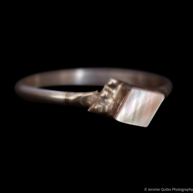White Mother-of-Pearl Lozenge Ring - Image 2