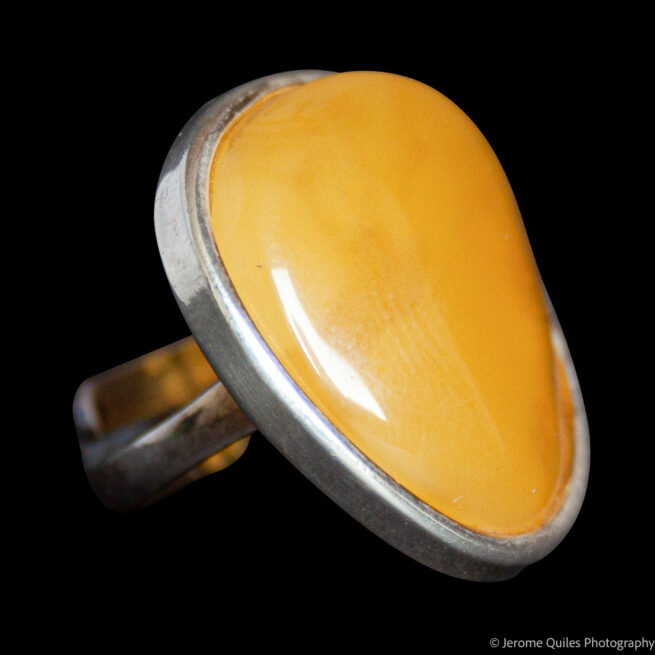Bague Ambre Jaune Anneau Ouvert – Image 2