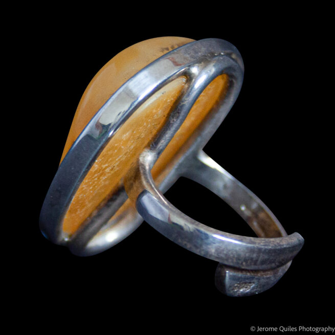 Bague Ambre Jaune Anneau Ouvert – Image 3