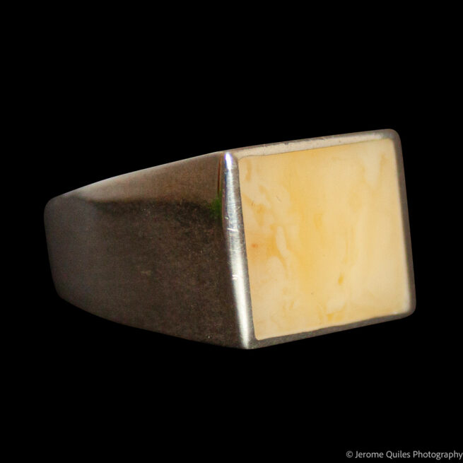 Chevalière Argent Ambre Jaune – Image 2