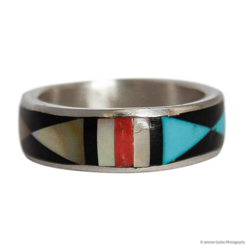 Bague Zuni Bande Incrustations Multicolores