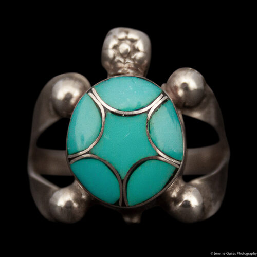 Zuni Turquoise Inlay Turtle Ring