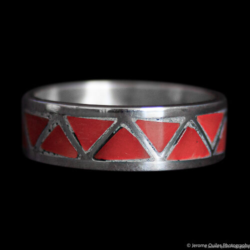 Zuni Zigzag Coral Ring Band