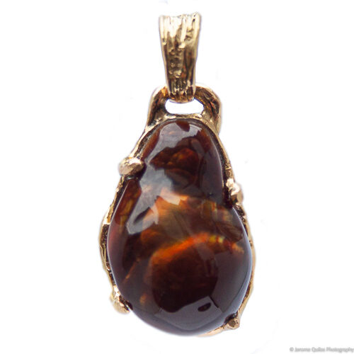 18K Gold Fire Agate Pendant