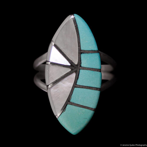 Bague Bleue Blanche Vesica Piscis