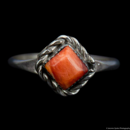 Bague Losange Orange Bordure Argent