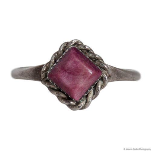 Bague Losange Mauve Bordure Argent