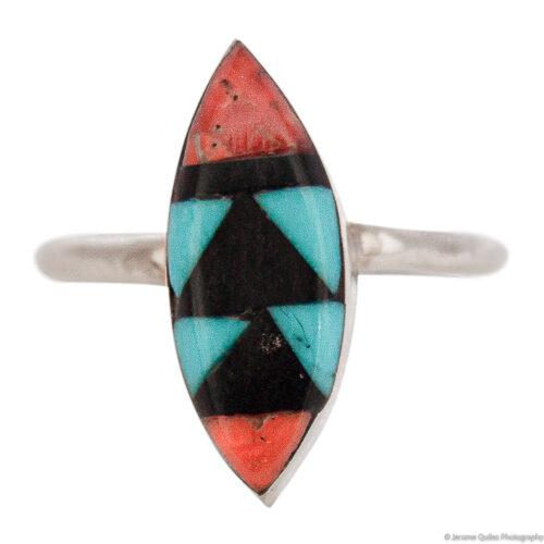 Red Blue Black Vesica Piscis Ring