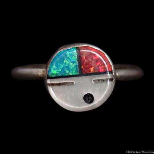 Red Blue Opal Zuni Sun Ring