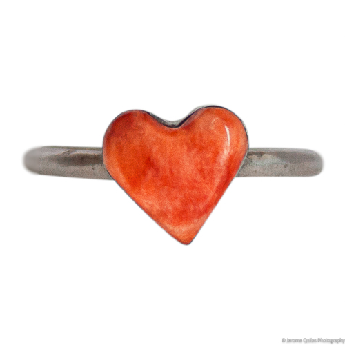 Small Orange Heart Zuni Ring