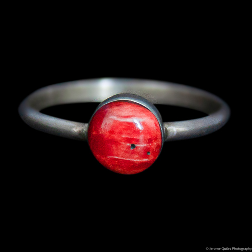 Small Red Dot Zuni Ring