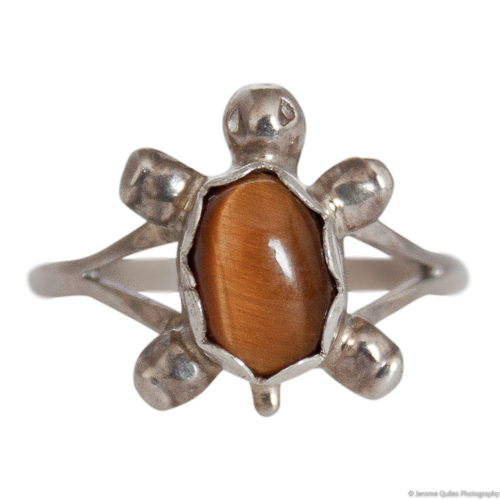 Small Tiger's Eye Turtle Ring