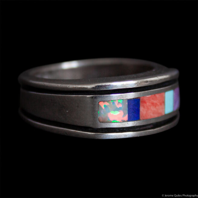 Thick Intricate Zuni Inlay Ring - Image 2