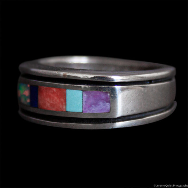 Thick Intricate Zuni Inlay Ring - Image 3