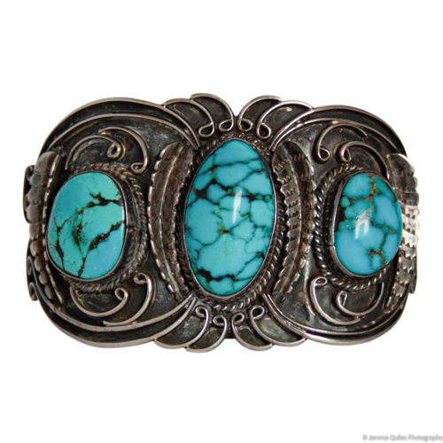 Vintage Navajo Turquoise Triptych Bracelet