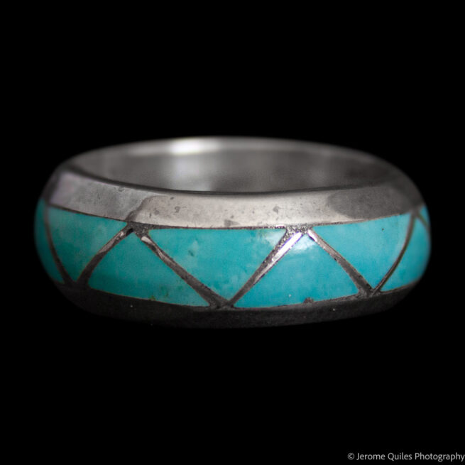 Bague Convexe Zigzag Turquoise