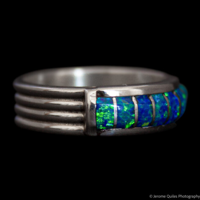Dark Blue Opal Silver Ring - Image 2