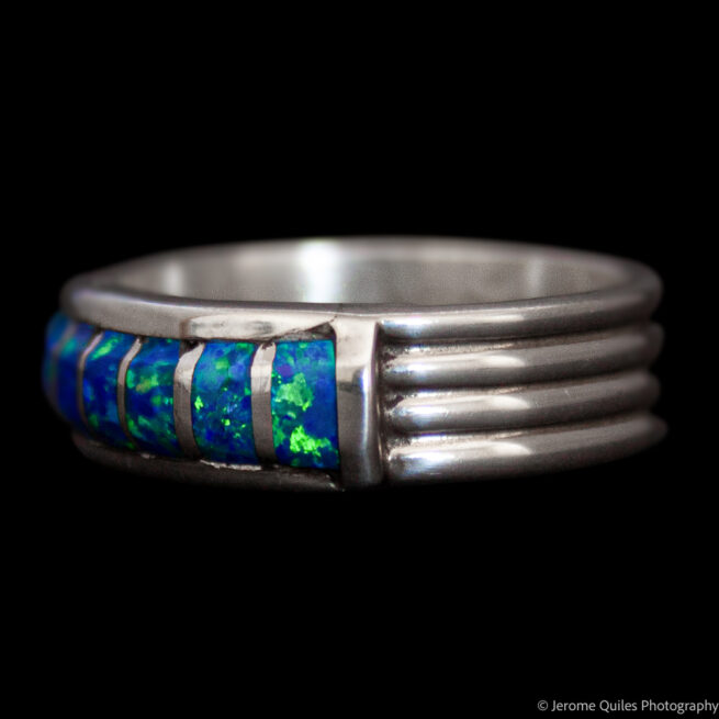 Dark Blue Opal Silver Ring - Image 3