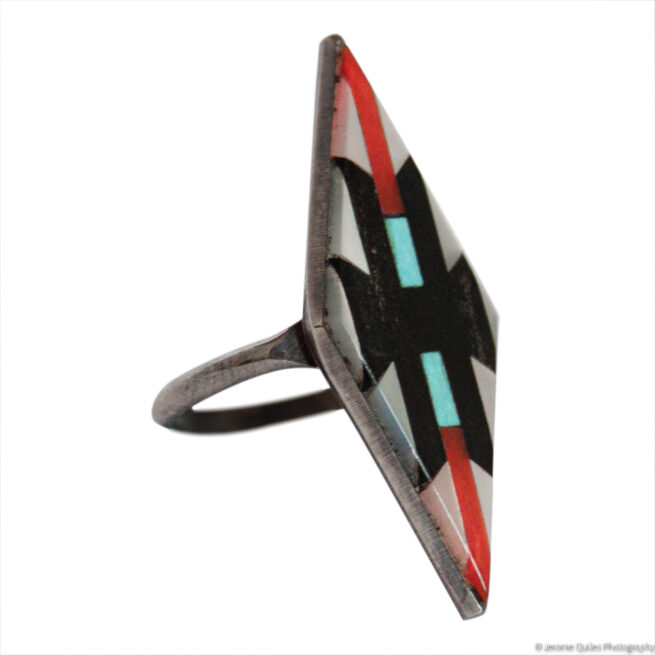 Geometric Inlay Lozenge Ring - Image 2