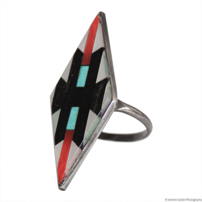 Geometric Inlay Lozenge Ring - Image 3